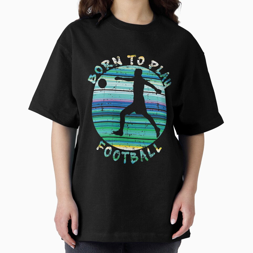 Colorful Retro Born To Play Football Distressed by vineeth