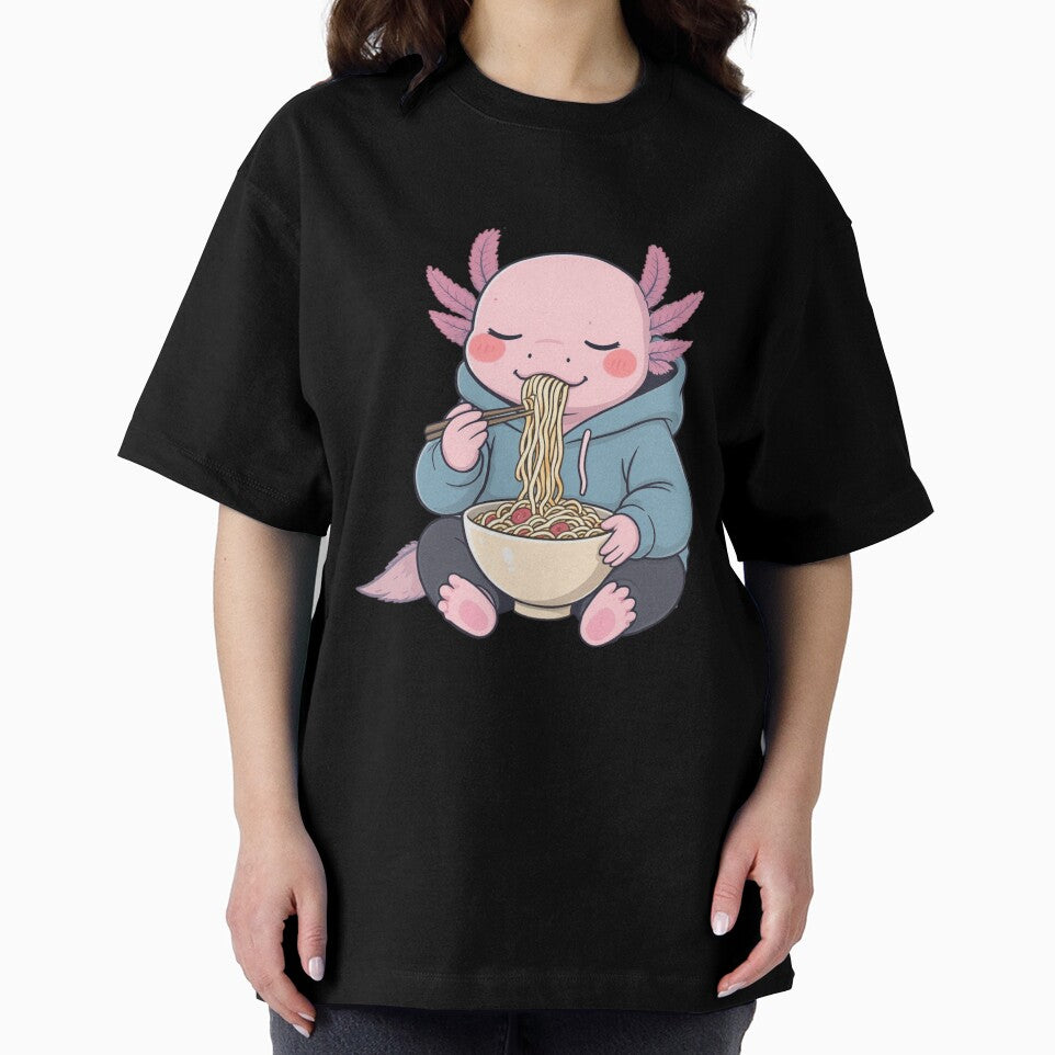 Lo-Fi Axolotl Eating Noodles – Calm Chill Aesthetic Illustration by ColorSplash123