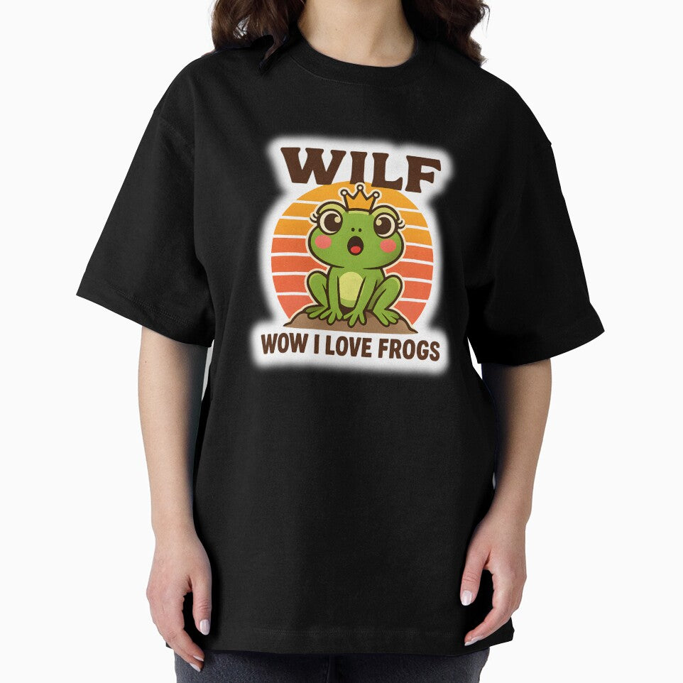 WILF Frog Cute Design – Wow I Love Frogs Funny Meme, Kawaii Frog Lover Gift, Retro Cartoon Frog by Basma Designs