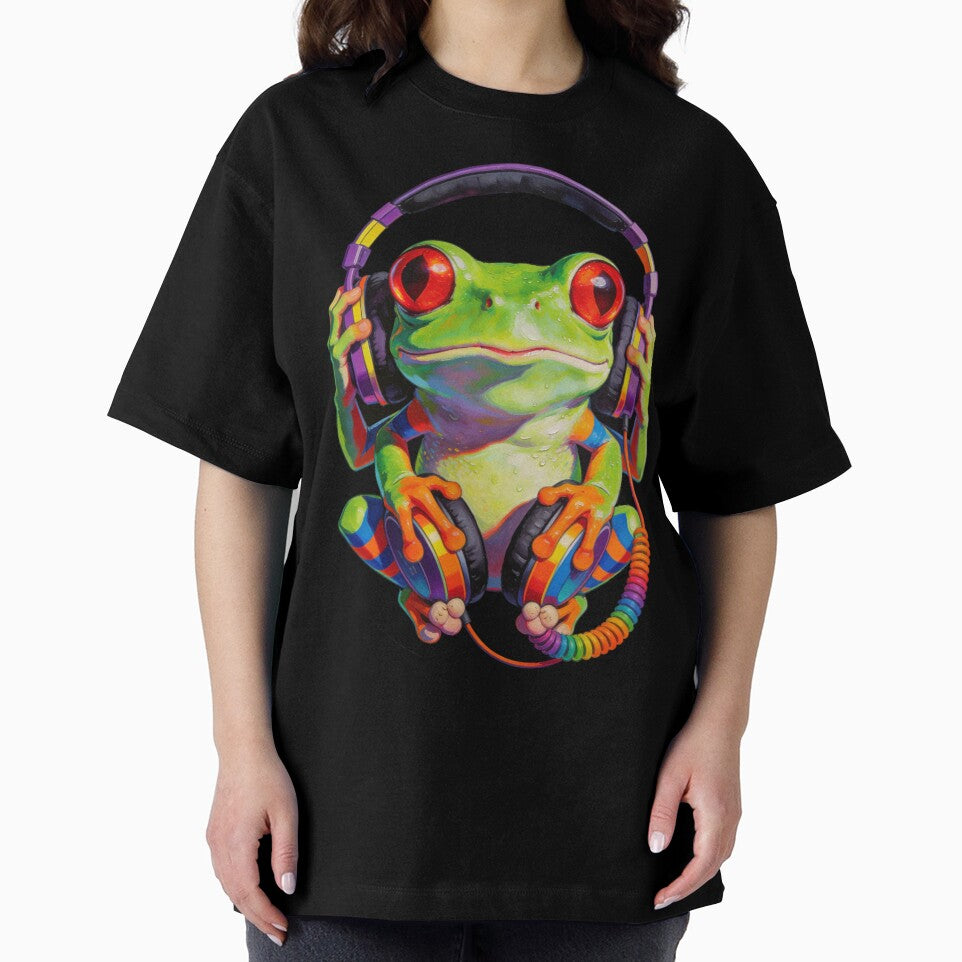 DJ Frog Headphones Portrait — Music Lover Funny Gift by Zippy Creation