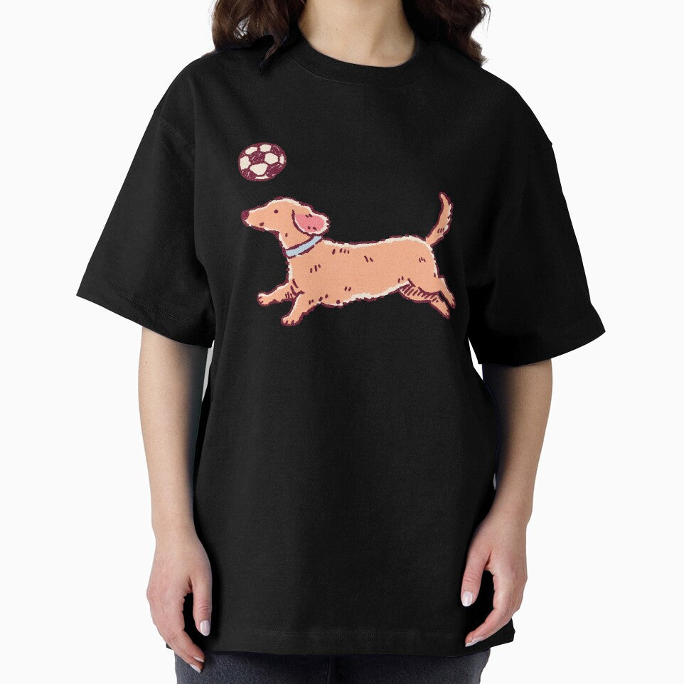 Soccer Football Dachshund, playful textured illustration by Magnificent Lizard