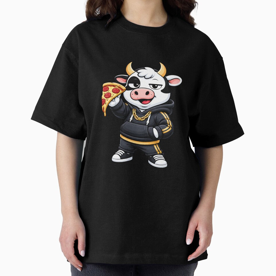 Boss Foodie Cow – Confident Mascot Cartoon | Streetwear Design by ColorSplash123