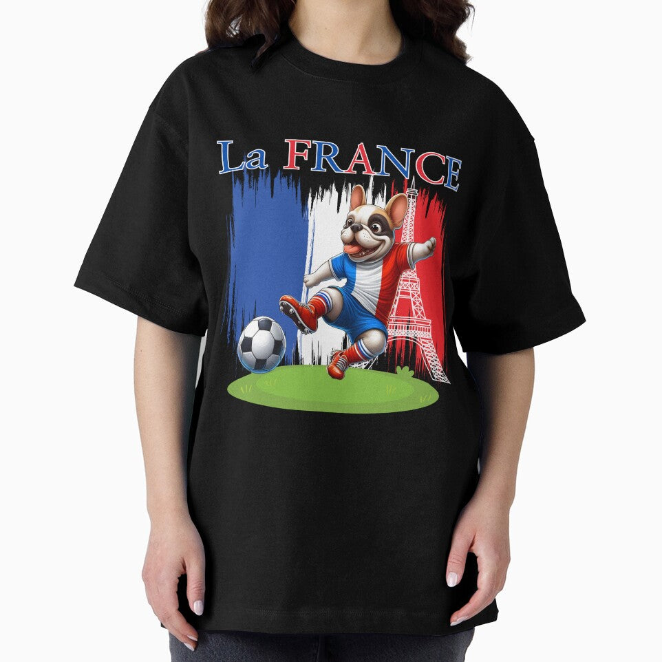 French Bulldog Eiffel Tower Soccer Football Game Go Blues by Oz64