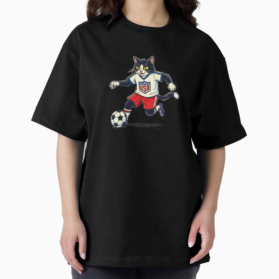 Retro 90s USA Soccer Cat by Ink & Void Co.