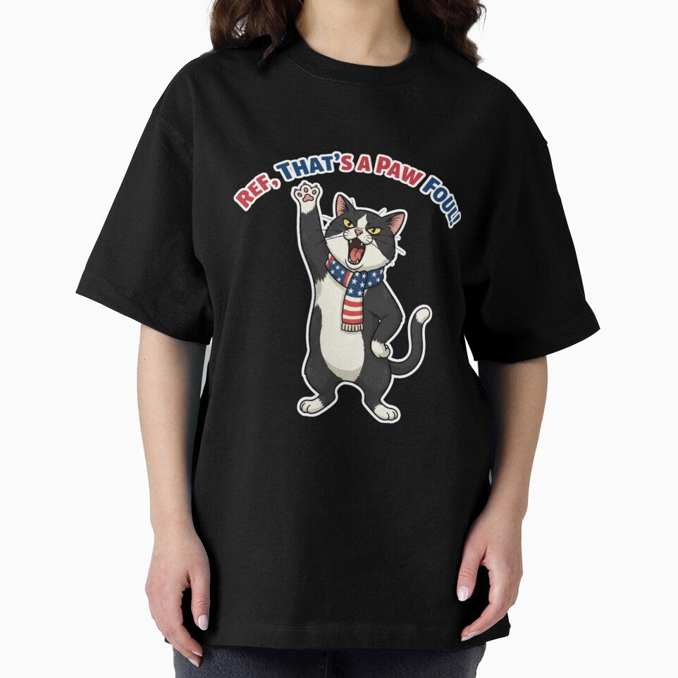 Ref, That's a Paw Fo ul! — Funny Tuxedo Cat Football Design RED by catastrocat