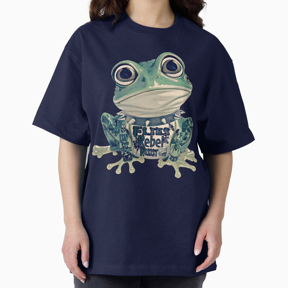 Gothic Rebel Punk Frog Design | Cool Tattood Frog With Spiked Collar Graphic by DopeStick
