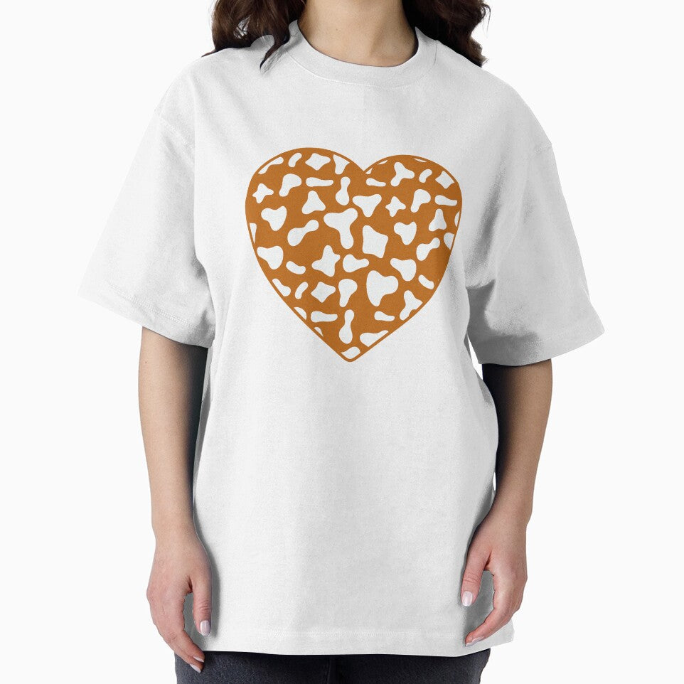 White Cow Pattern on Caramel Cowhide | White Cow Skin Heart by Cow-Print-Stuff
