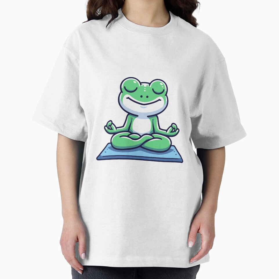 Zen Frog Meditating on Yoga Mat - Peaceful and Cute Animal by Akioos