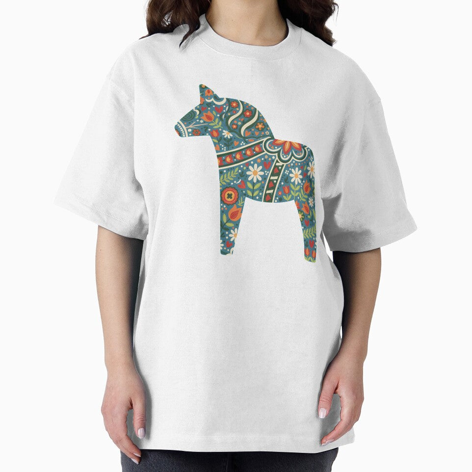 Dark Blue Dala Horse – Scandinavian Folk Art Fusion by heidiannemorris © by FOLK ART FUSION by heidiannemorris