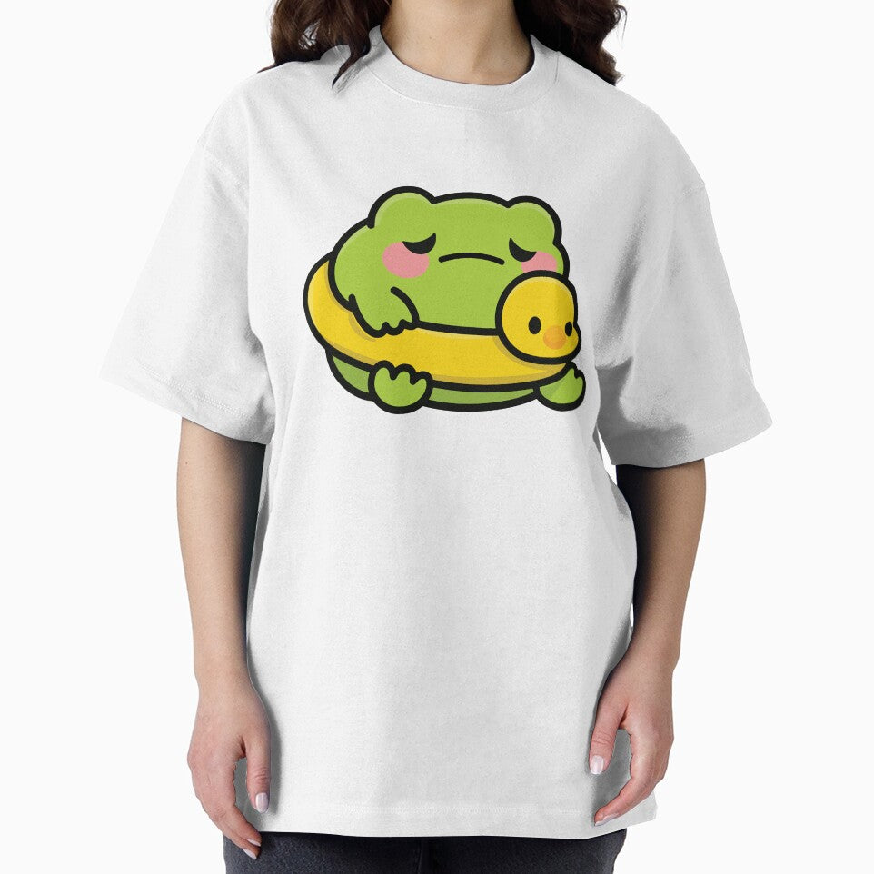 Moody Frog with Duck Floatie - Kawaii Animal Illustration by ThePopEdit