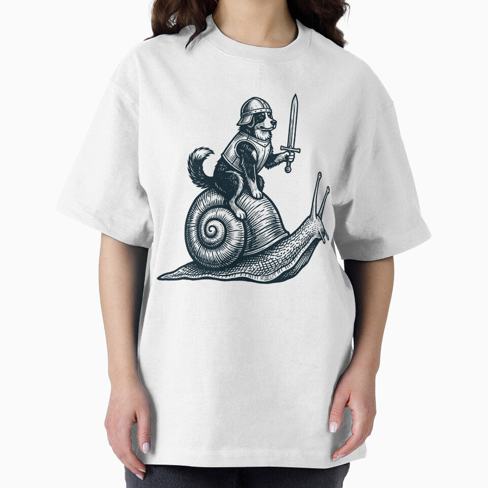 Vinatge Bernese Mountain Dog Riding Snail Medieval Knight Dog Lover by DoodleTortle
