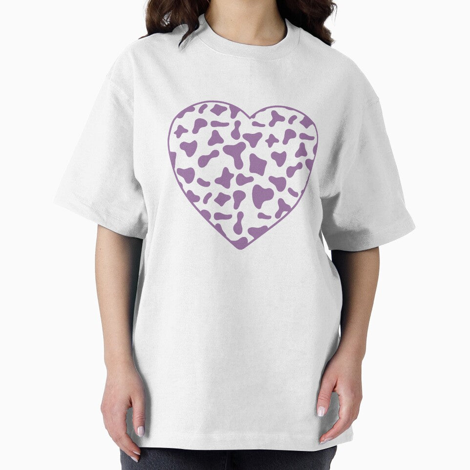 Violet Cow Pattern on White Cowhide | White Cow Skin Heart by Cow-Print-Stuff