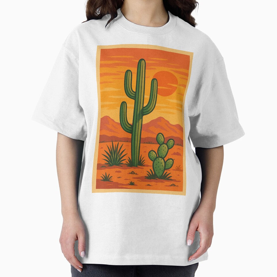 Desert Cactus – Vintage Retro Aesthetic Artwork by RouniBoutique