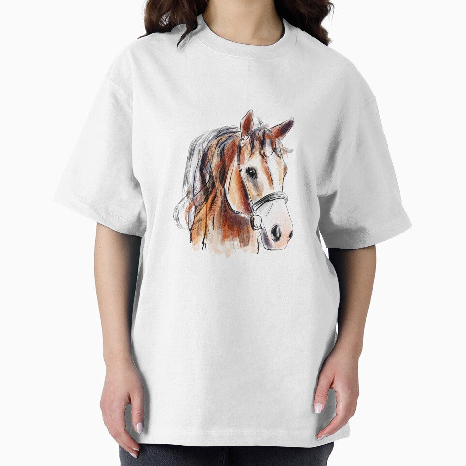 Watercolor horse.Horse head drawing by hjstudioo