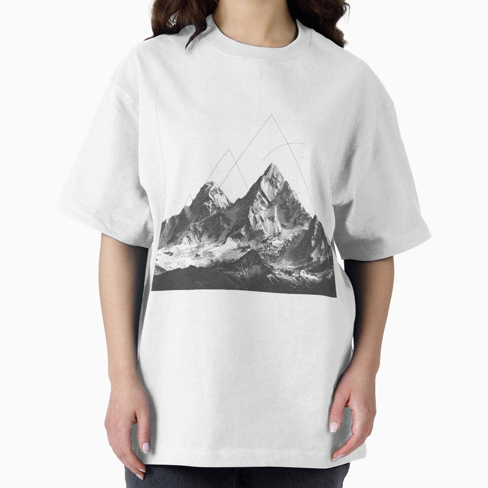 Realistic Mountain Geometric Art | black and white illustration by TypoArtPrints