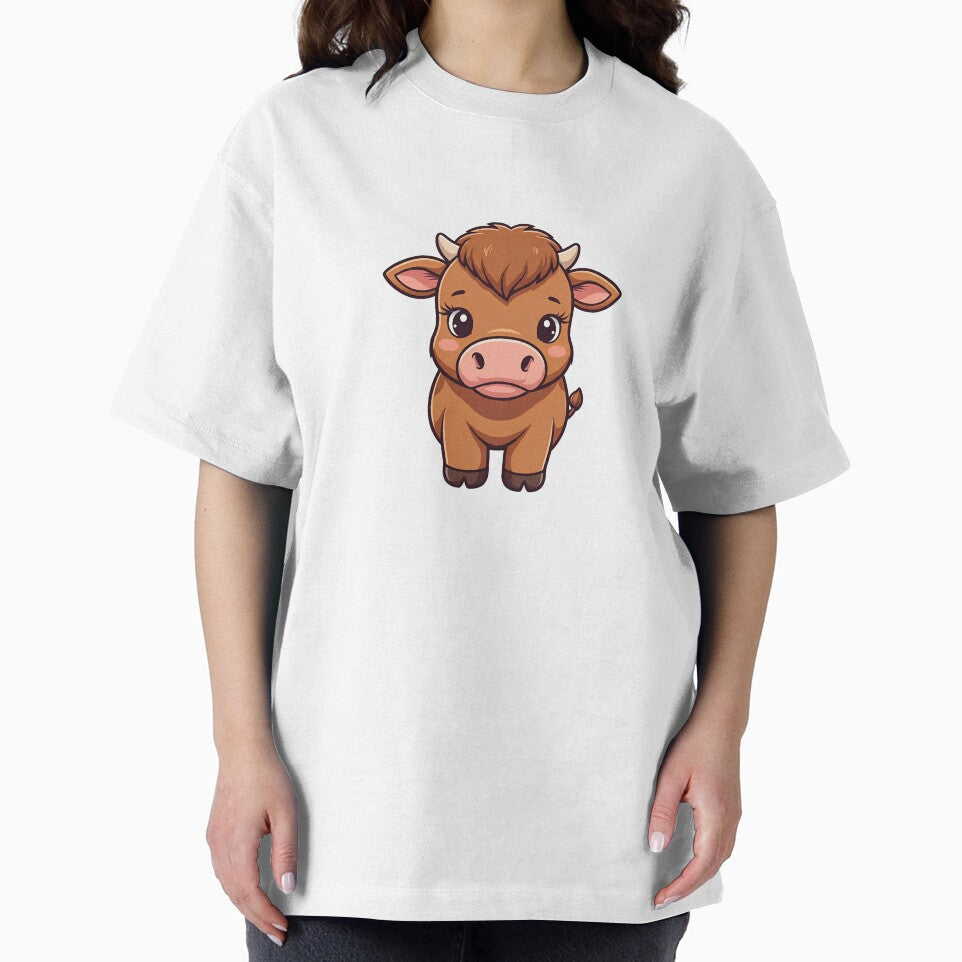 Cute Small Brown Cow Cartoon Caricature by madelinevann