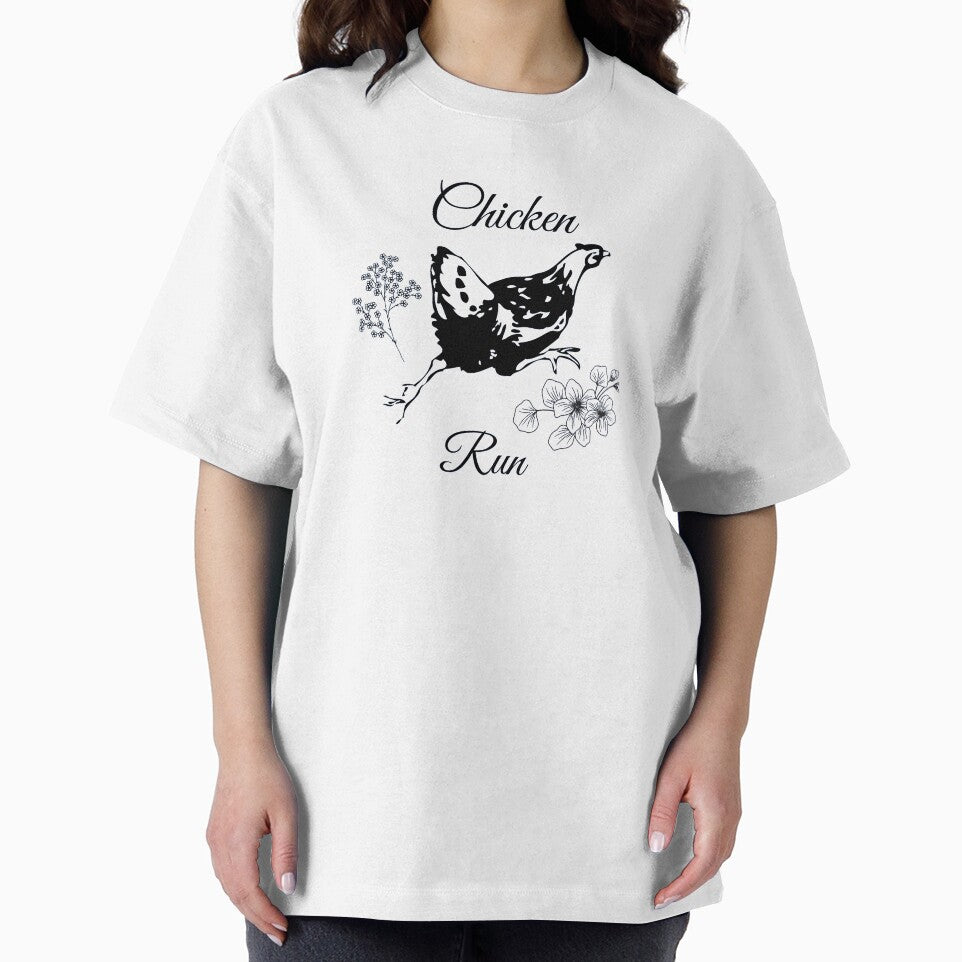 Funny Chicken Run Floral Print by Cluckin' Mad