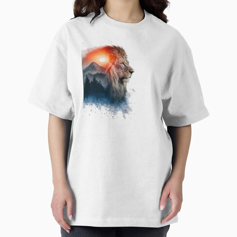 Double exposure of a lion and a mountain natural scenery by MRFEZOO2030