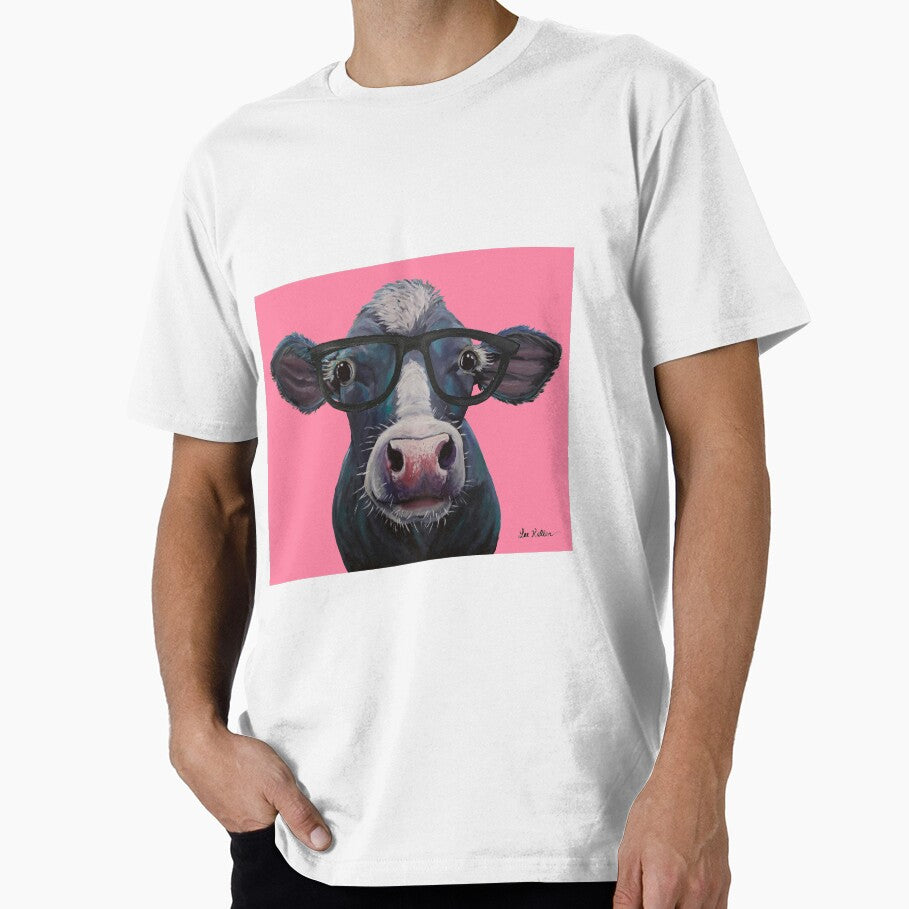 Cow Art, Clara Belle Cow with Glasses Art by leekellerart