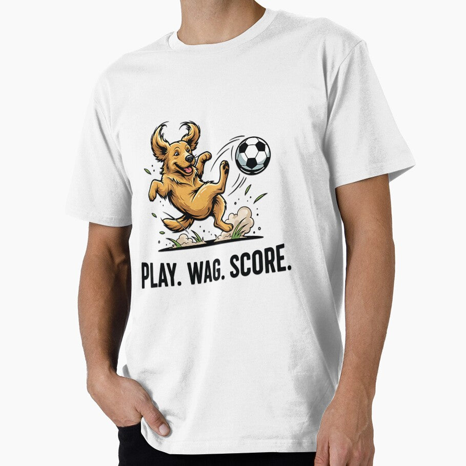 Play Wag Score – Cute Soccer Dog T-Shirt by Dog Art Studio