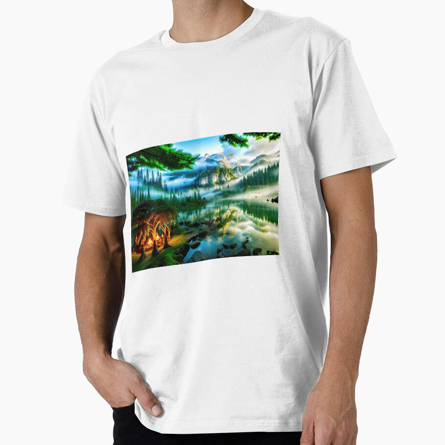 A beautiful Fairycore Elf forest with mountains by PixieDustAIArt