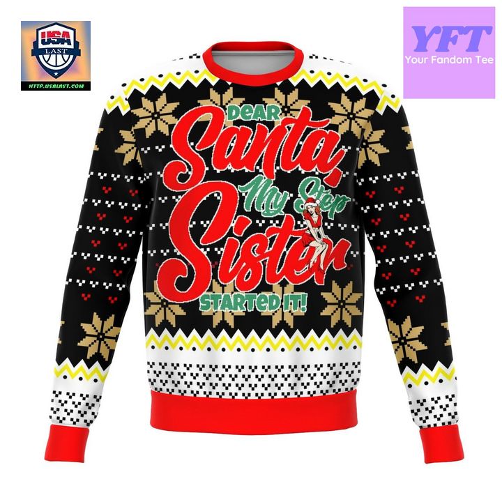 Step Sis Did It Meme Design 3d Ugly Christmas Sweater