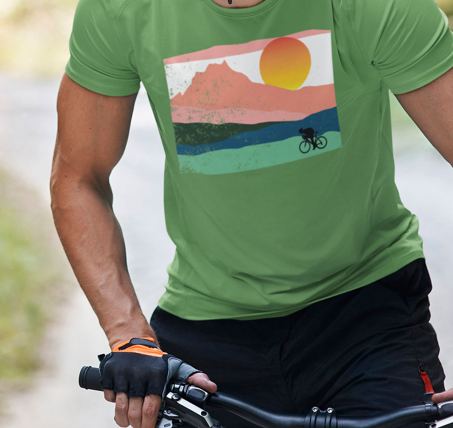 Mountain Sunset Cyclist Unisex T-shirt