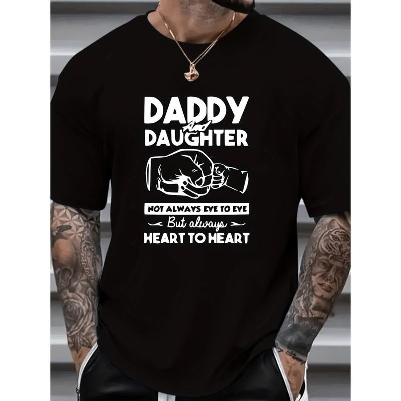 summer plus size mens dad and daughter printed t shirt mens 1pc 100 cotton t shirt black -1 Hoodie, Sweatshirt