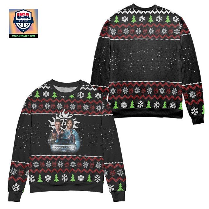 Supernatural The Movie Snowflake Ugly Christmas Sweater Black