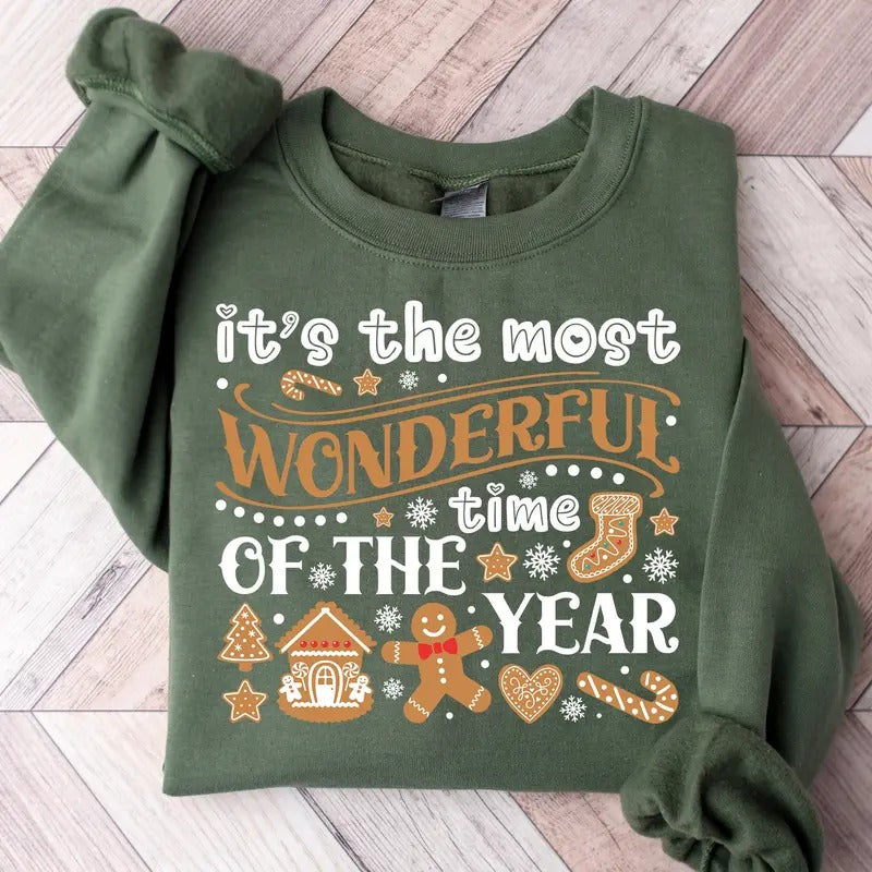 t's The Most Wonderful Time Of The Year Christmas Shirt, Xmas Gingerbread Unisex T-shirt 100% Cotton