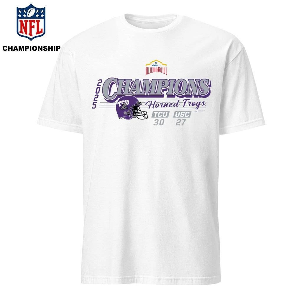 TCU Horned Frogs Victory 30-27 USC Trojans 2025 Valero Alamo Bowl Champions Shirt