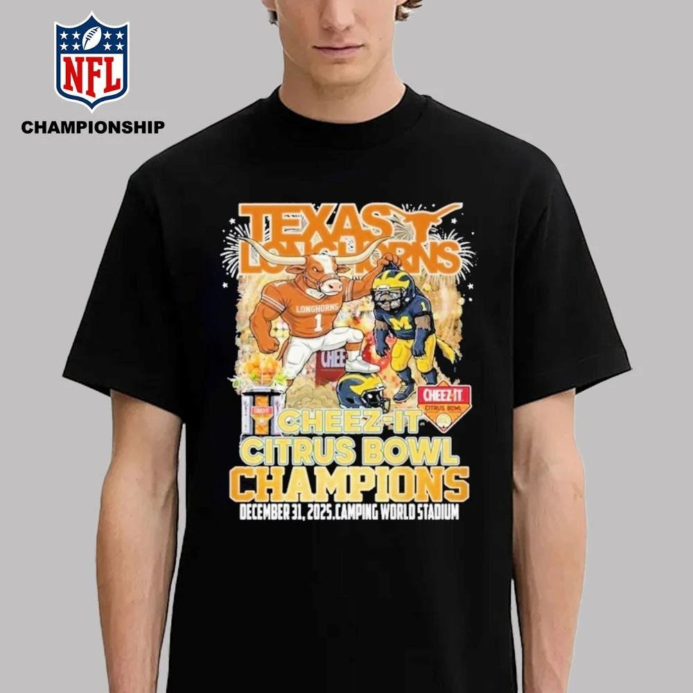 Texas Longhorns Football Cheez-It Citrus Bowl Champions 2025 Mascot Shirt