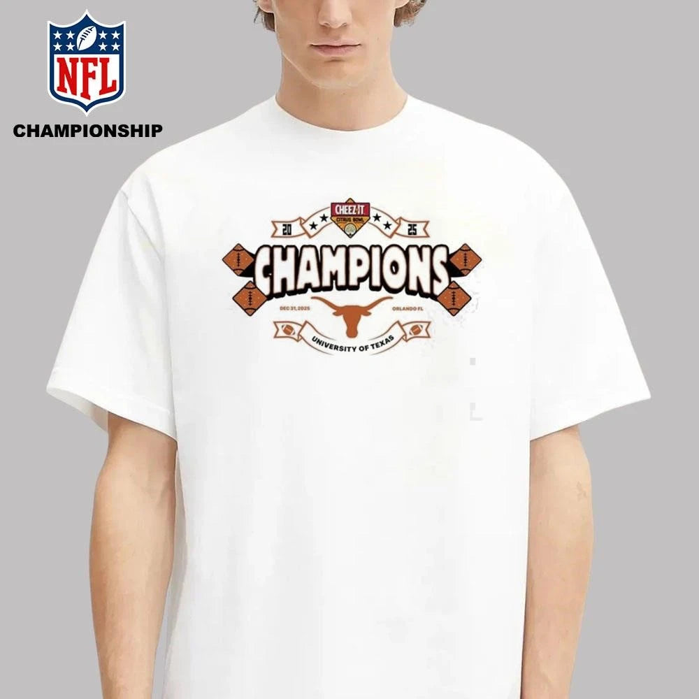 Texas Longhorns White 2025 Cheez-It Citrus Bowl Champions Shirt