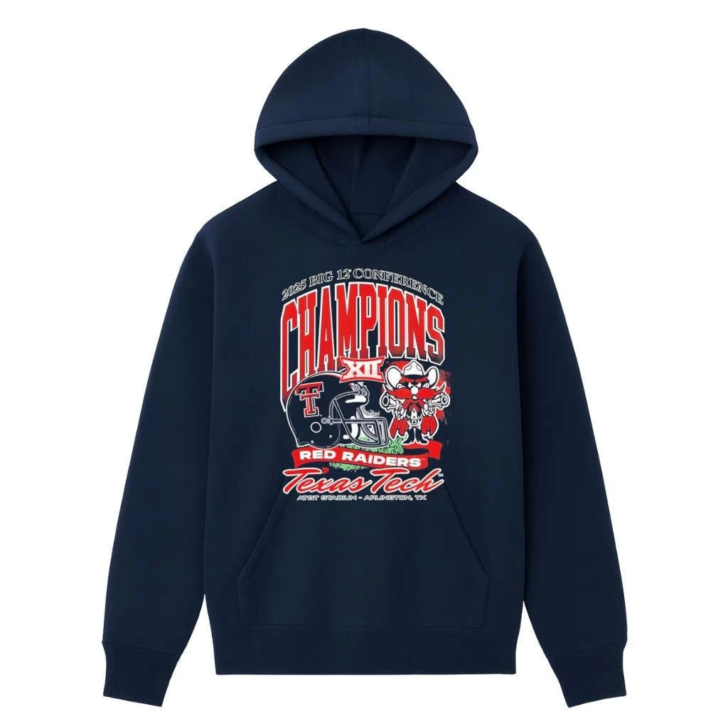 Texas Tech Red Raiders Black Something Inked 2025 Big 12 Football Champions Mascot Shirt