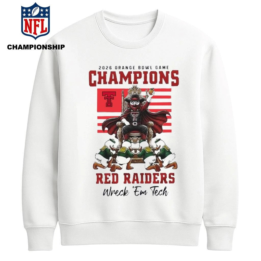 Texas Tech Red Raiders NCAA 2026 Orange Bowl Game Champions Mascot Shirt