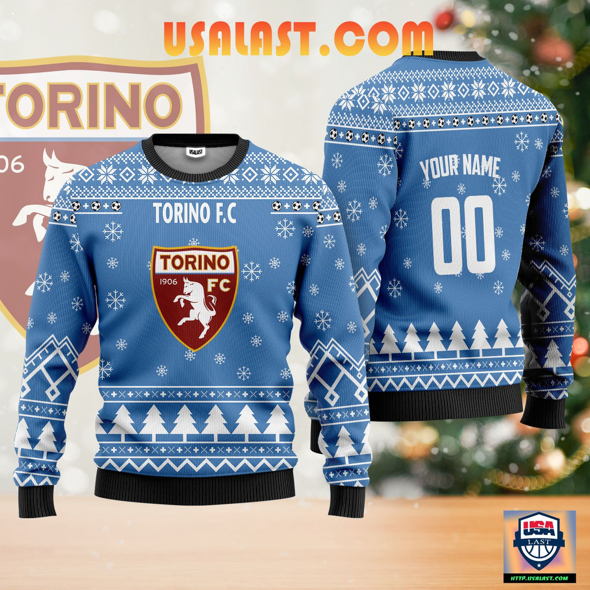 Torino FC Personalized Ugly Christmas Sweater Blue Version
