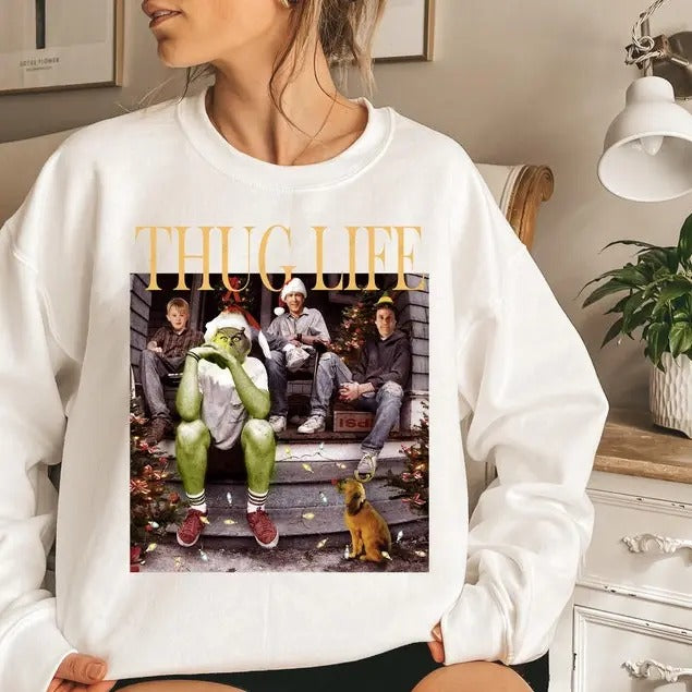 Thug Life Christmas sweatshirt/hoodie/tshirt, Christmas sweatshirt, Christmas movie sweater holiday crewneck Christmas...