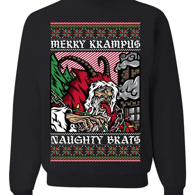 Merry Krampus Naughty Brats sweatshirt/hoodie/tshirt, Funny Ugly Christmas Sweater Crewneck Sweatshirt | UrbanDripWear.com