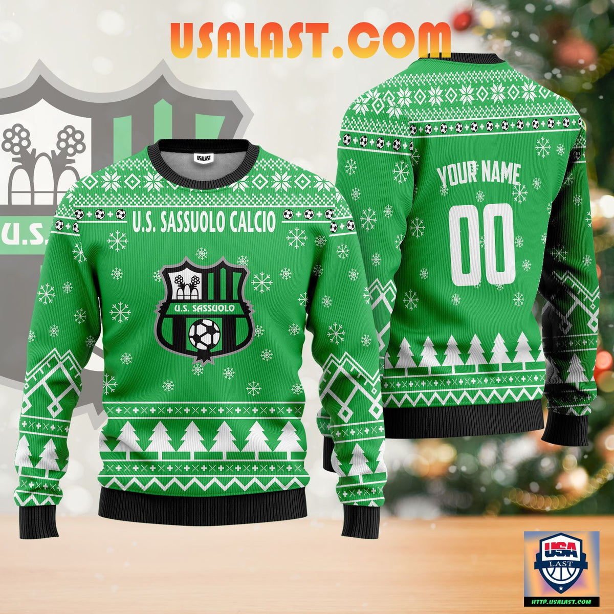 U.S. Sassuolo Calcio Personalized Ugly Christmas Sweater Green Version