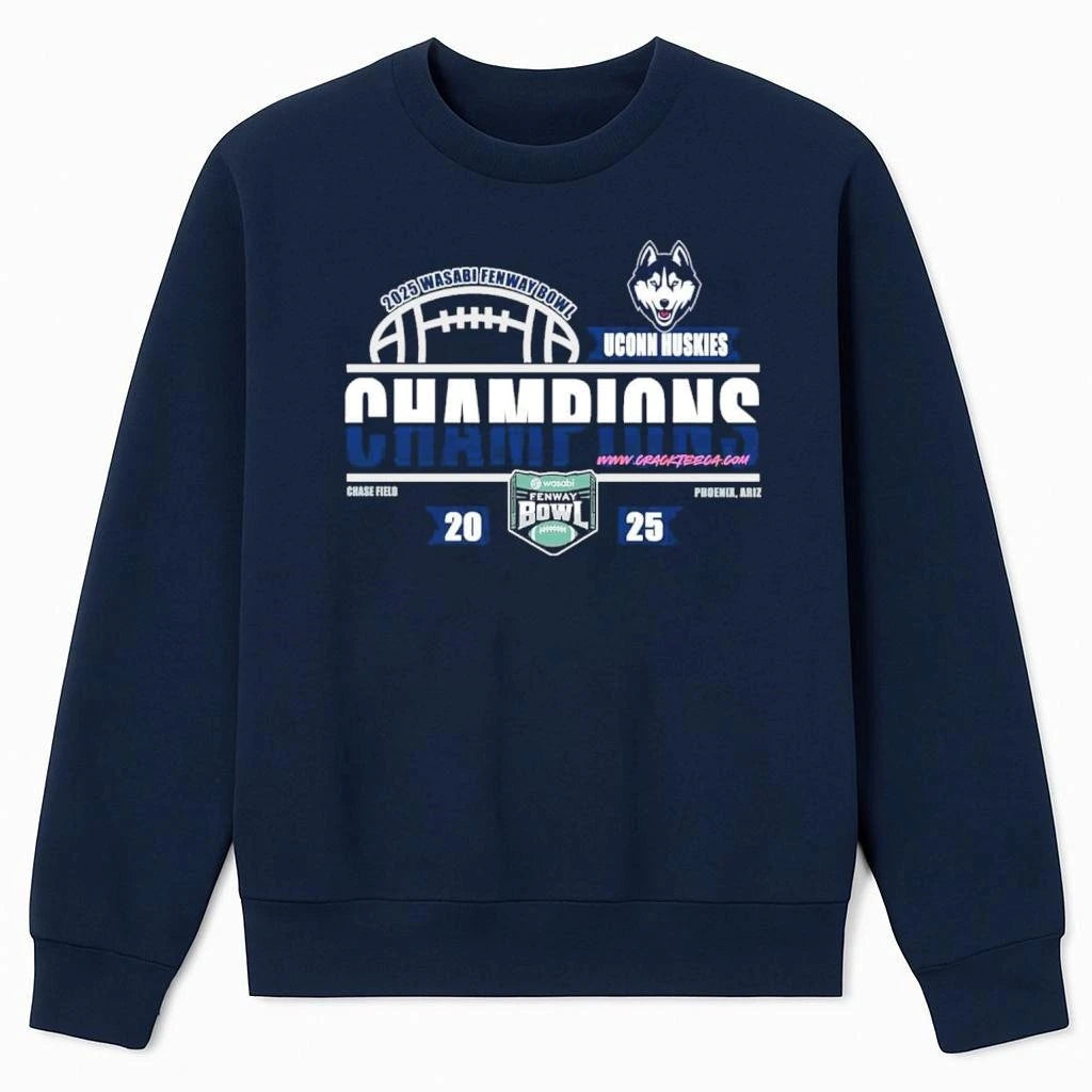 UConn Huskies 2025 Wasabi Fenway Bowl Champiosn At Fenway Park On December 27 Locker Room Shirt