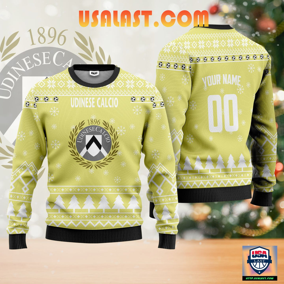 Udinese Calcio Personalized Ugly Christmas Sweater Gold Version