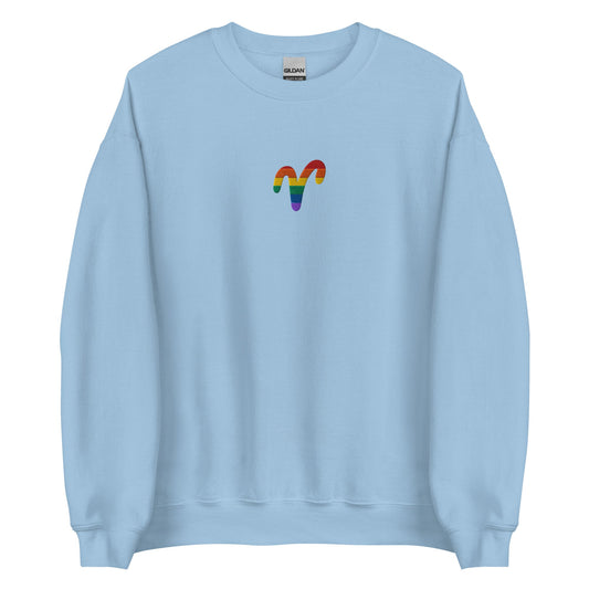 Aries Rainbow Embroidered Unisex Sweatshirt