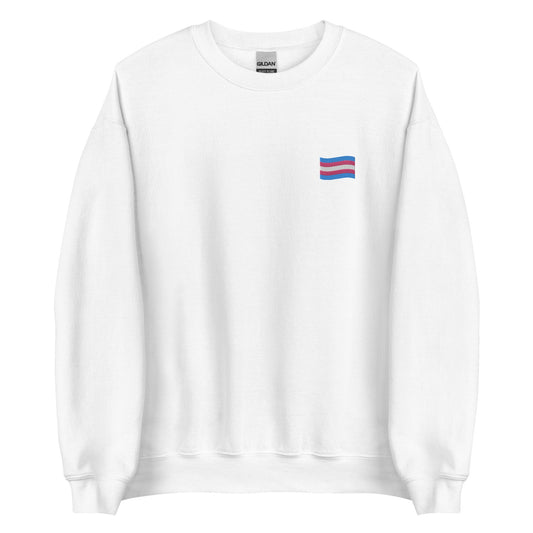 Trans Flag Embroidered Unisex Sweatshirt