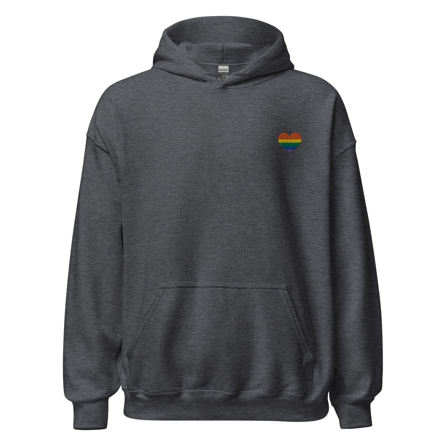 Rainbow Heart Embroidered Unisex Hoodie