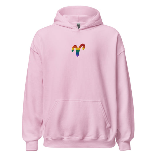 Aries Rainbow Embroidered Unisex Hoodie