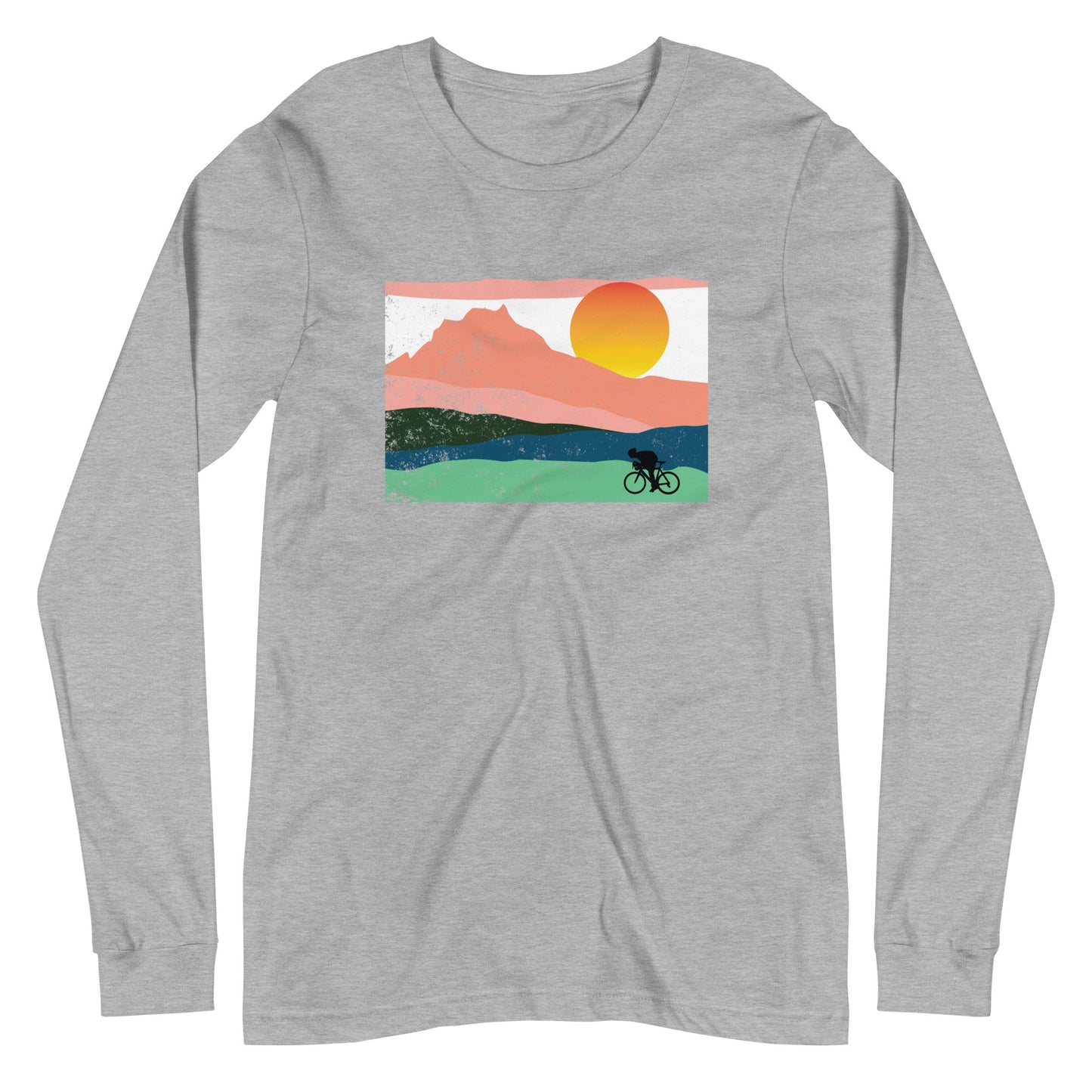Mountain Sunset Cyclist Unisex Longsleeve Tee