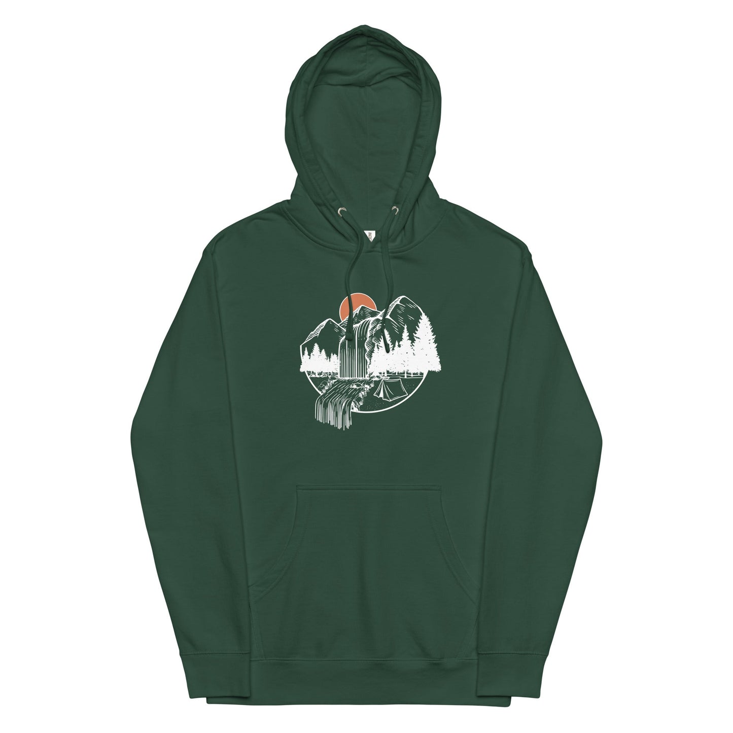 Orange Sun Over Waterfall - Unisex Midweight Hoodie