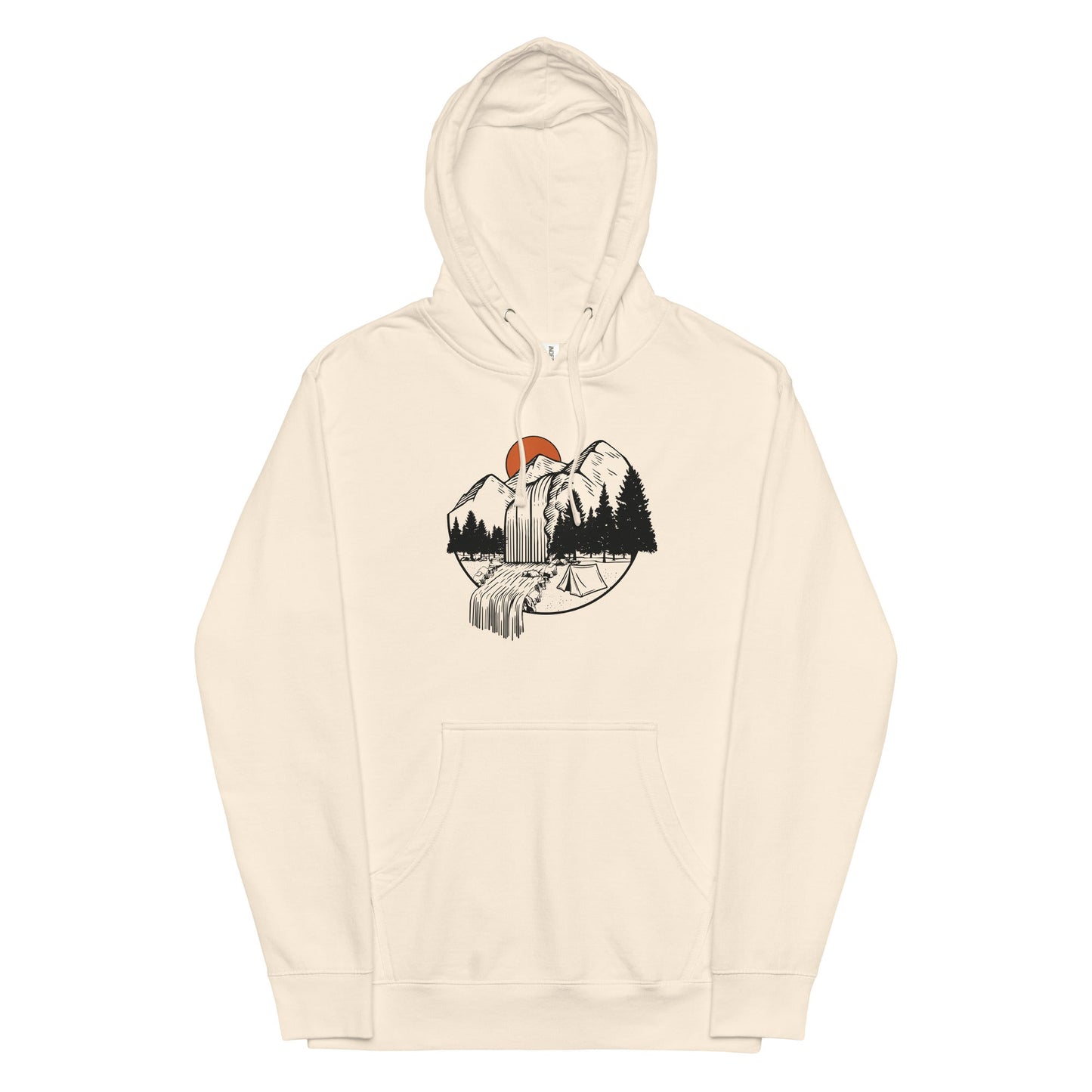 Orange Sun Over Waterfall - Unisex Midweight Hoodie