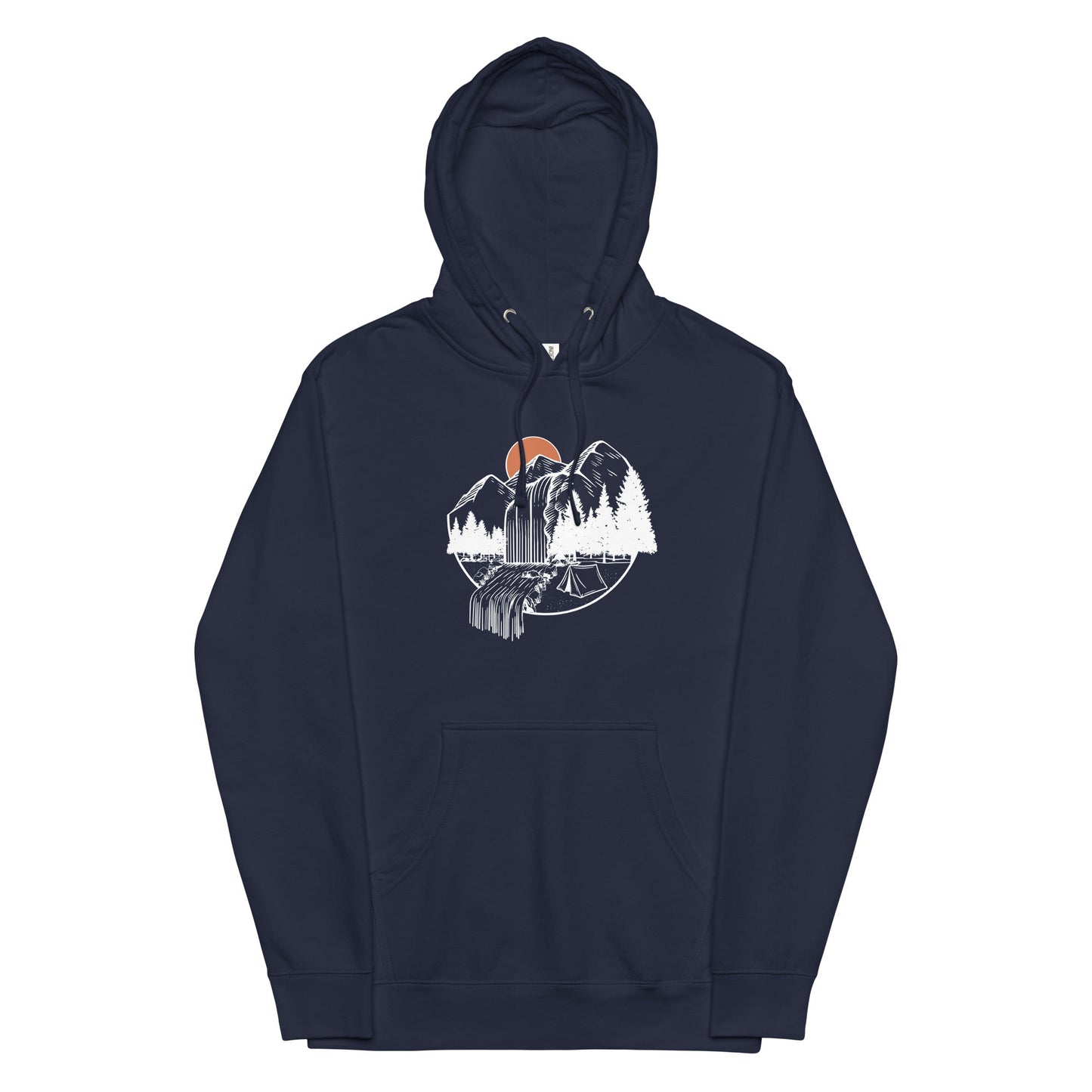 Orange Sun Over Waterfall - Unisex Midweight Hoodie