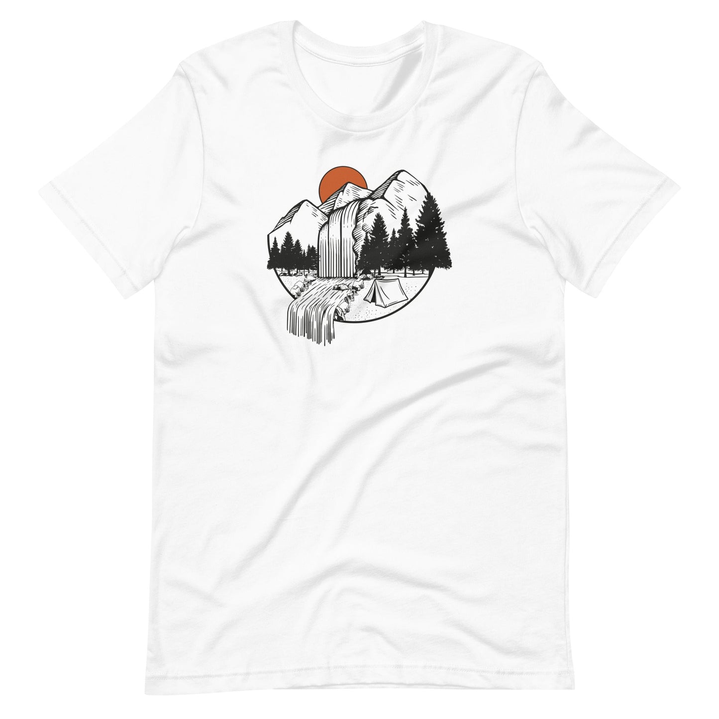 Orange Sun Over Waterfall - Unisex T-shirt